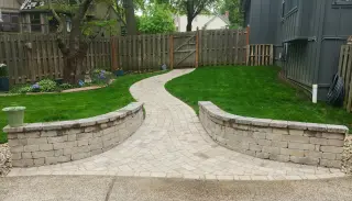 Brick pathway through garden